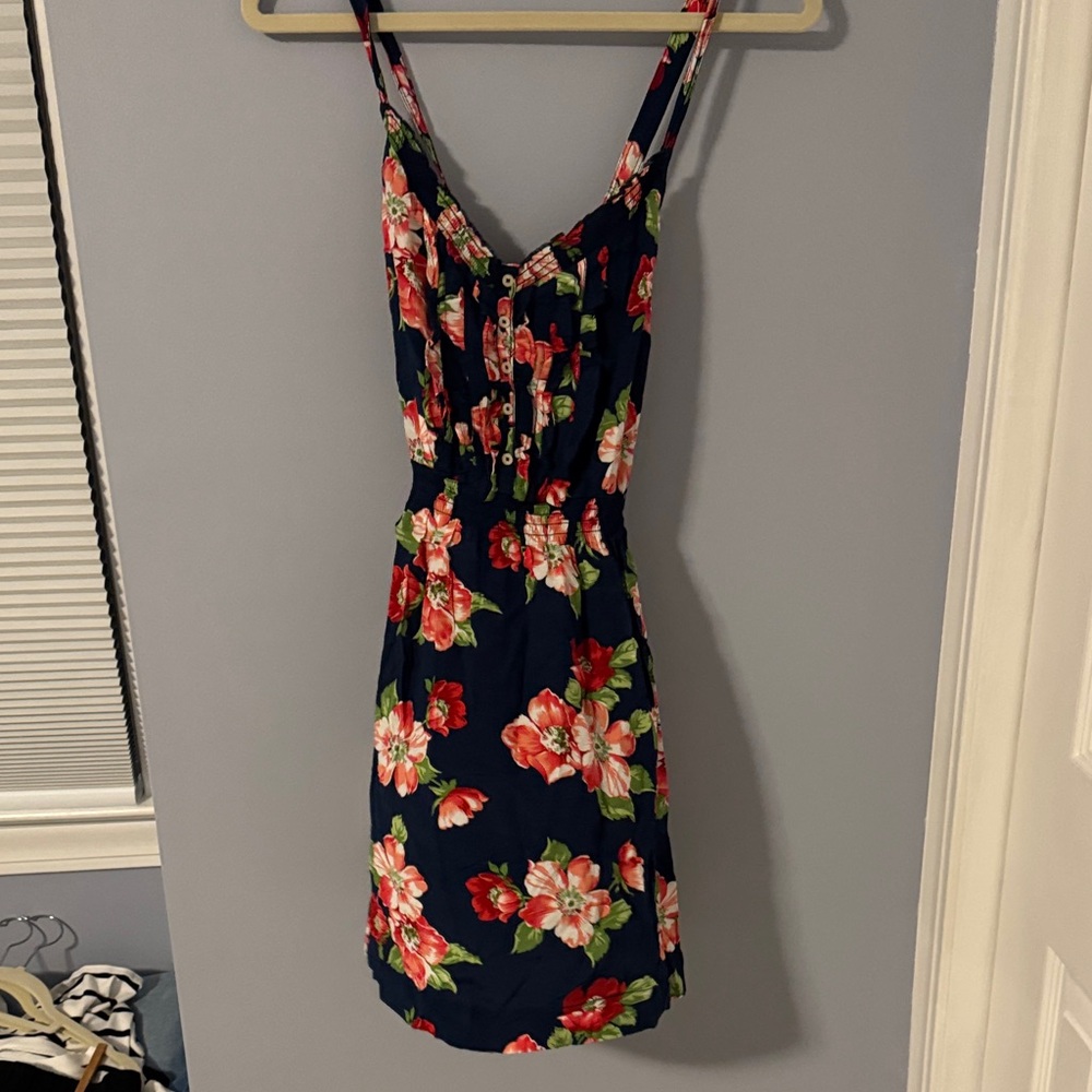 Hollister Navy Floral Y2K Mini Dress